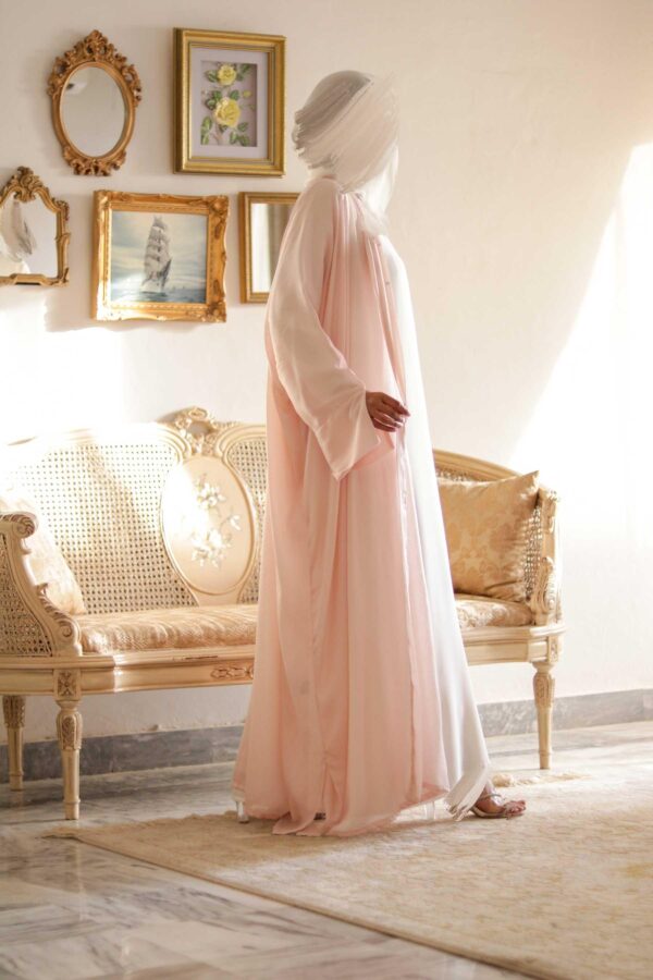 Light Peach Chiffon Silk Open Kaftan - Pins & Pearls