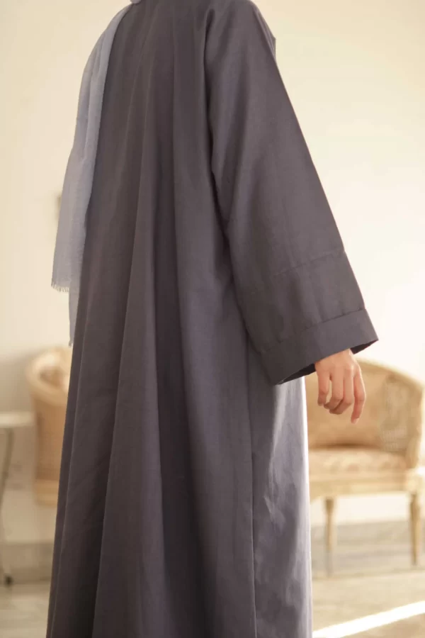 Navy Irish Linen Open Abaya - Image 5