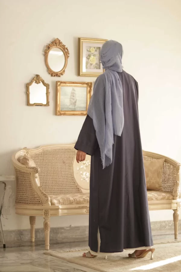 Navy Irish Linen Open Abaya - Image 6