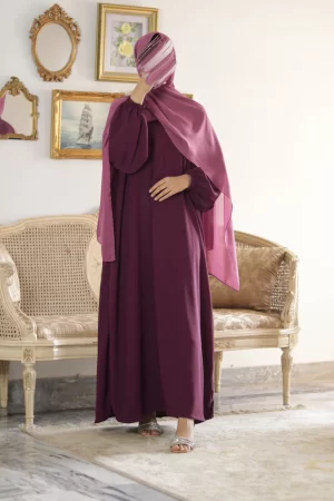 Plum Classic Everyday Abaya (Textured)