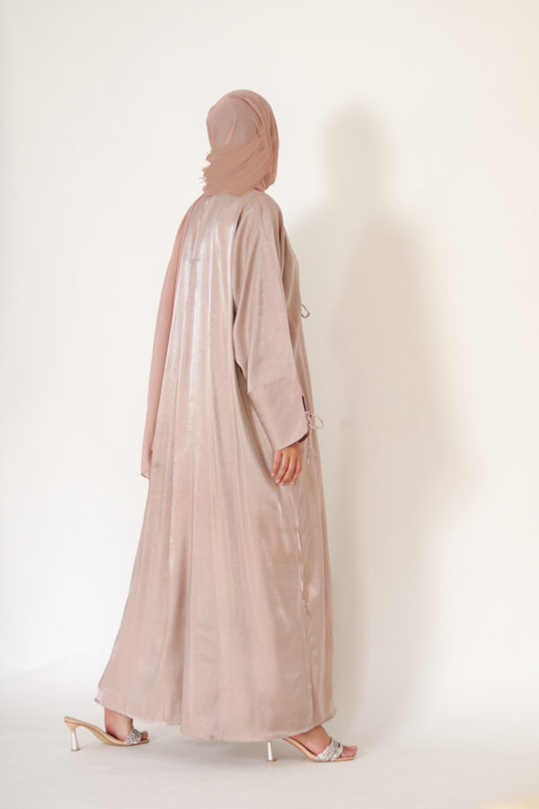 Pearlescent Pink Luxury Shimmer Silk Abaya - Image 6