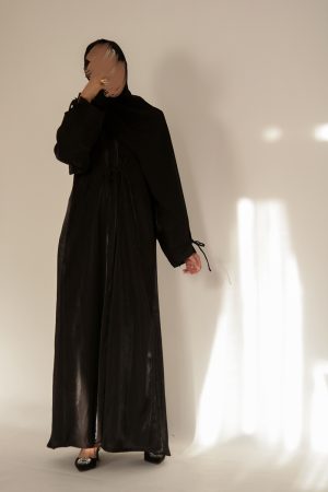 Black Luxury Shimmer Silk Abaya