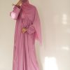 Toasted Mauve Luxury Shimmer Silk Abaya
