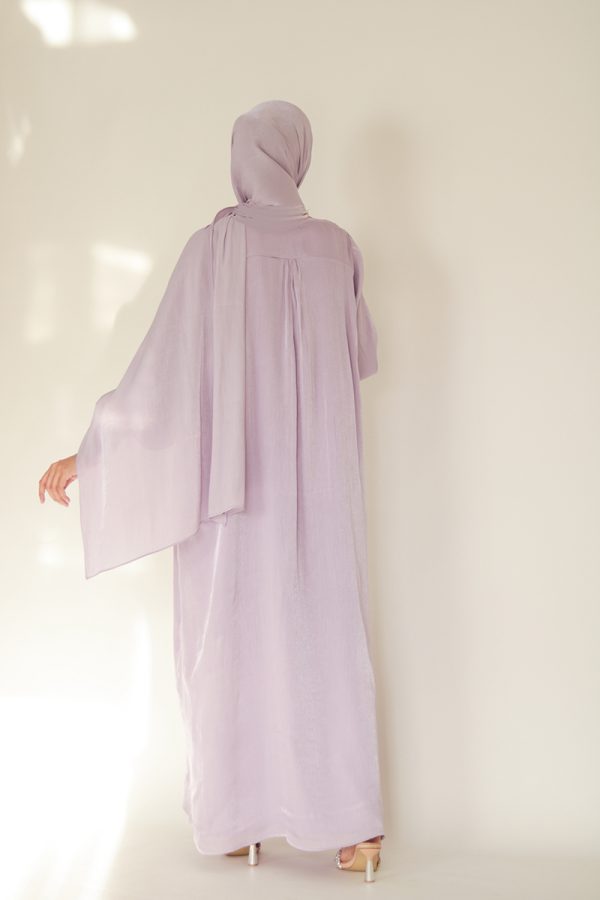 Lavender Crinkle Shimmer Abaya - Image 5