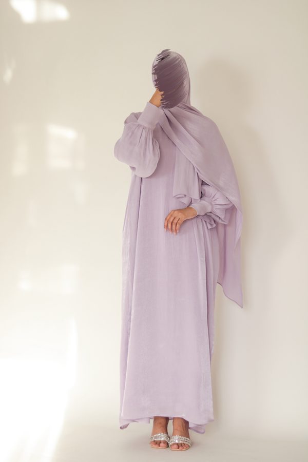 Lavender Crinkle Shimmer Abaya