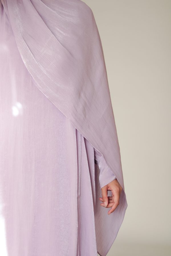 Lavender Crinkle Shimmer Abaya - Image 2