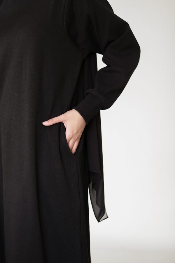 Black Knit Abaya - Image 2