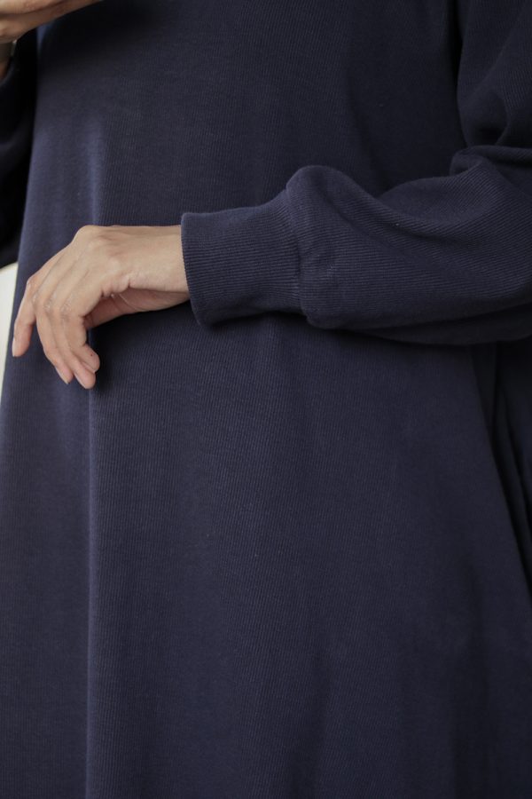 Dark Blue Knit Abaya - Image 6