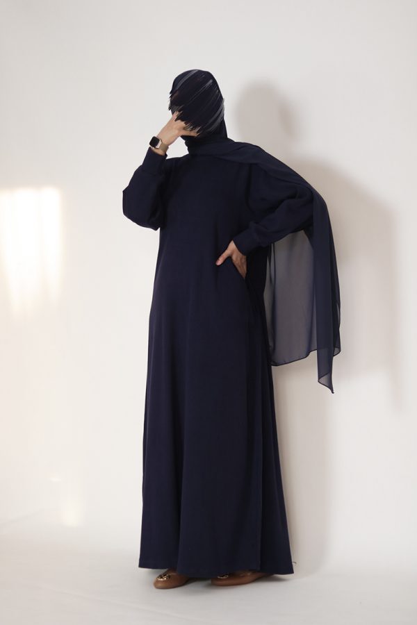 Dark Blue Knit Abaya - Image 11