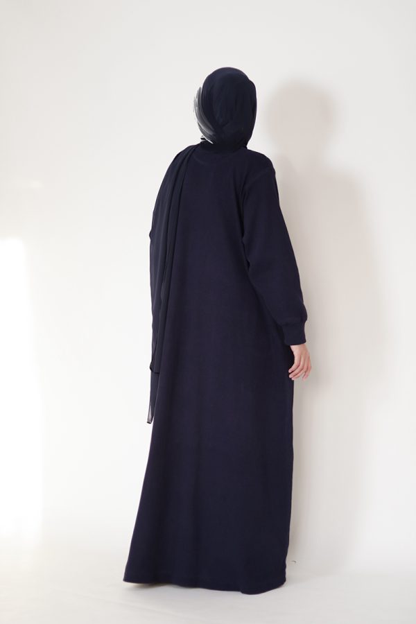 Dark Blue Knit Abaya - Image 14