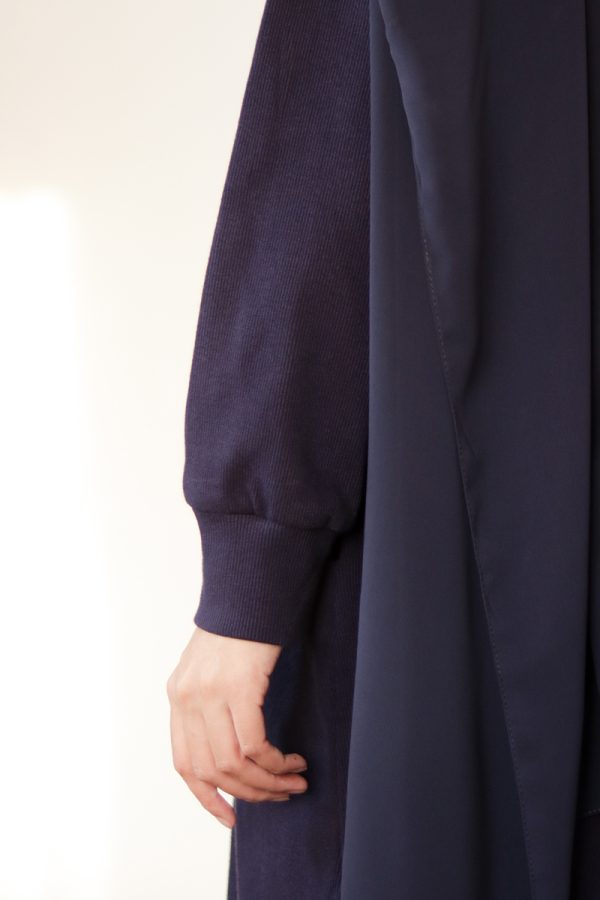 Dark Blue Knit Abaya - Image 3