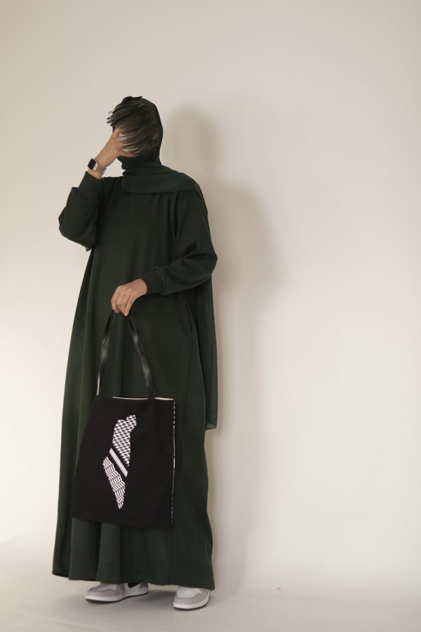 Dark Green Knit Abaya - Image 14