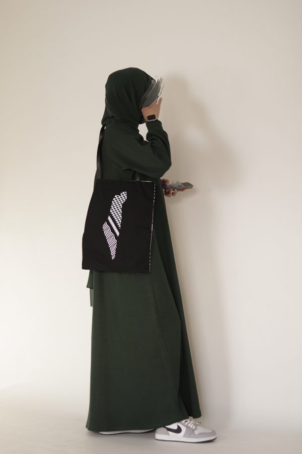 Dark Green Knit Abaya - Image 3