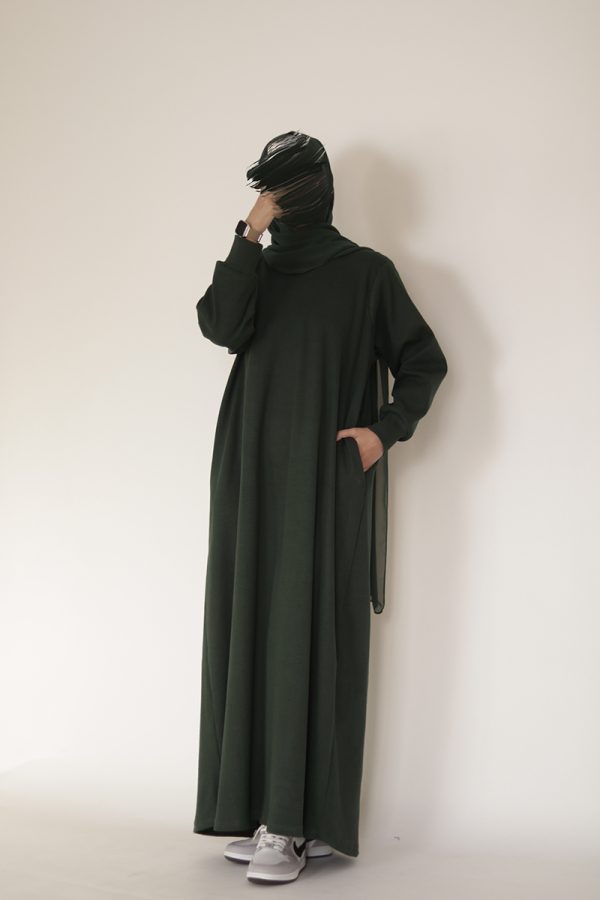 Dark Green Knit Abaya