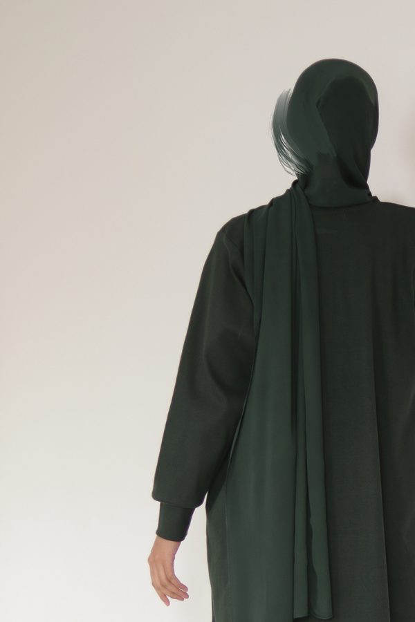 Dark Green Knit Abaya - Image 5