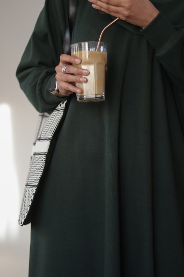 Dark Green Knit Abaya - Image 9