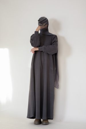 Dark Grey Knit Abaya