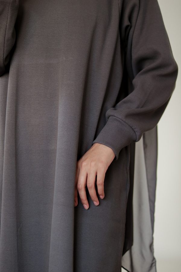 Dark Grey Knit Abaya - Image 5