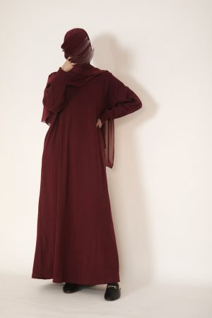 Burgundy Knit Abaya