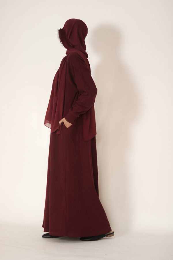 Burgundy Knit Abaya - Image 9