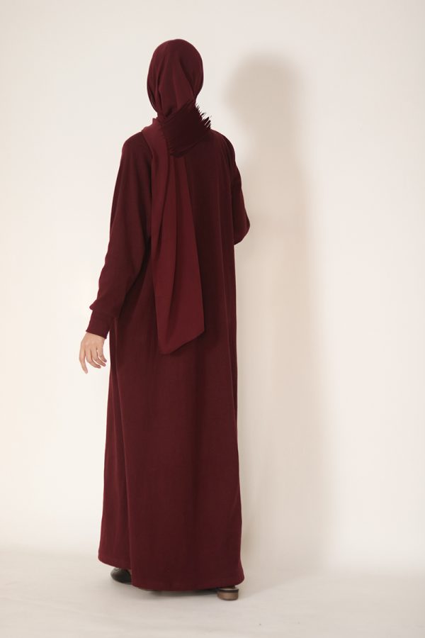 Burgundy Knit Abaya - Image 8