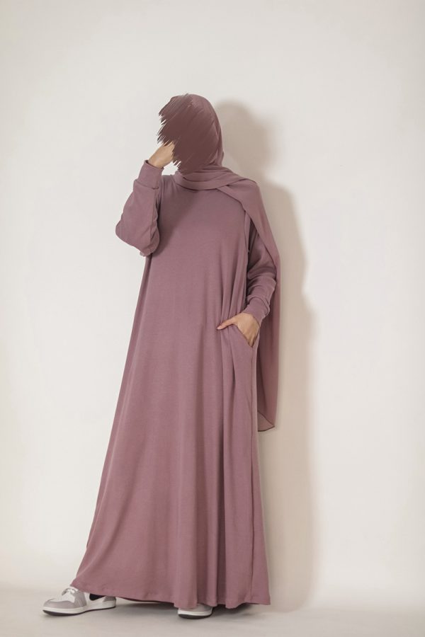 Dusty Lavender Knit Abaya - Image 11