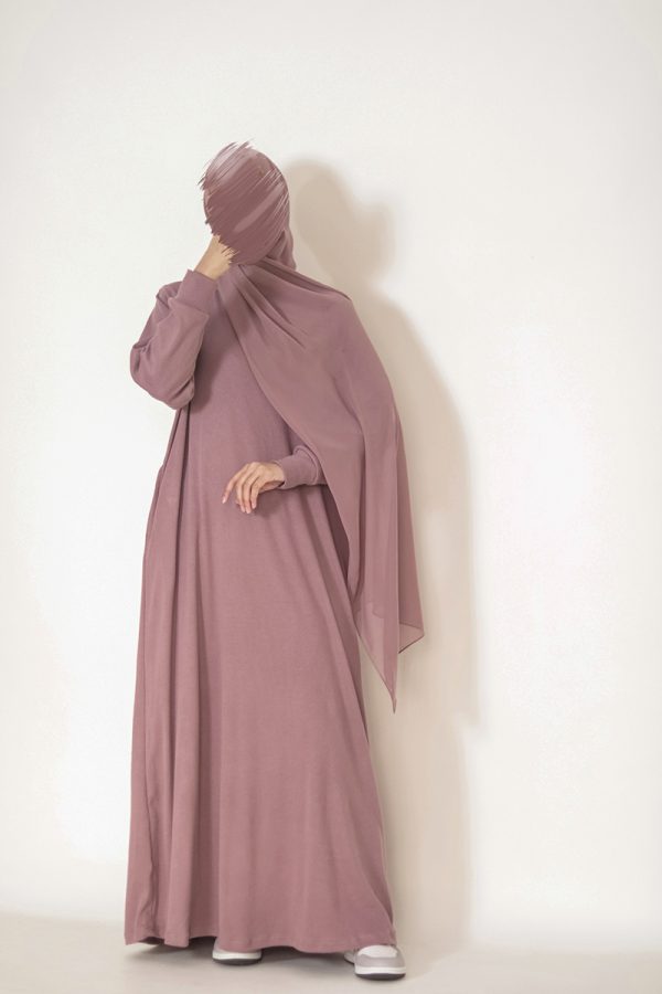 Dusty Lavender Knit Abaya - Image 3