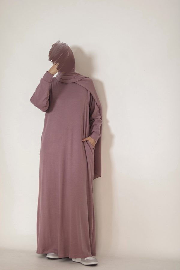 Dusty Lavender Knit Abaya - Image 10