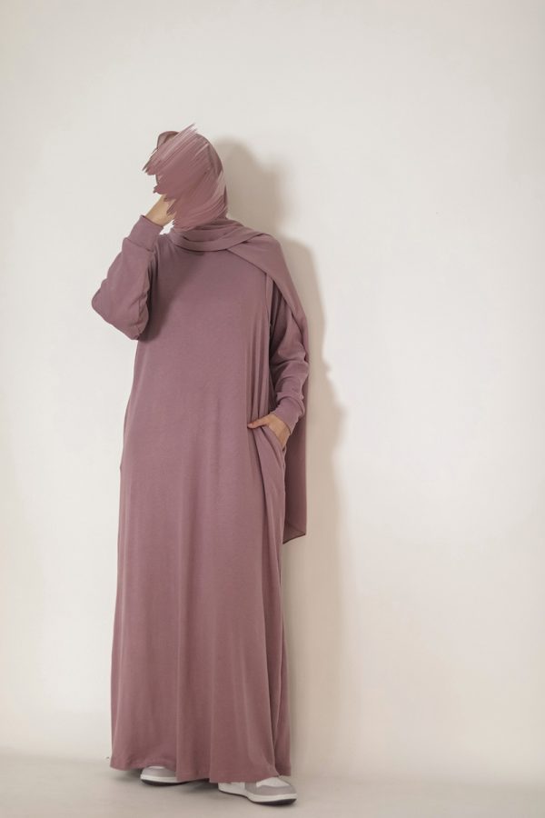 Dusty Lavender Knit Abaya - Image 6