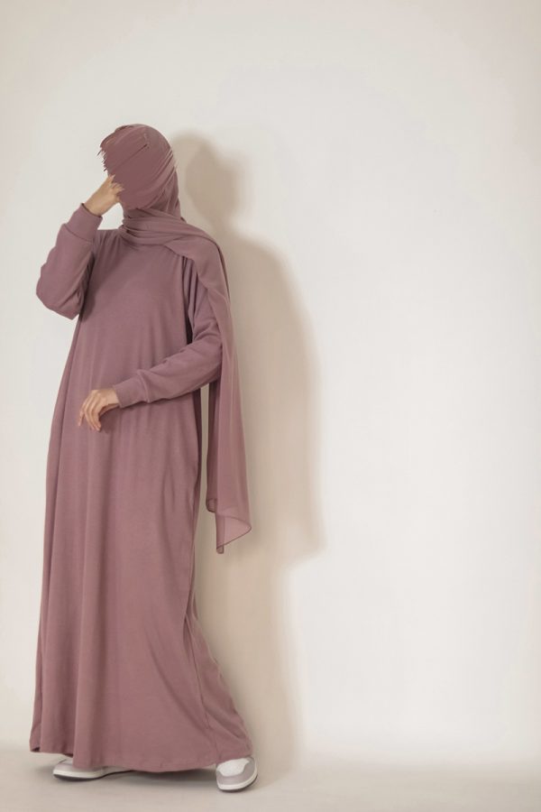 Dusty Lavender Knit Abaya - Image 5