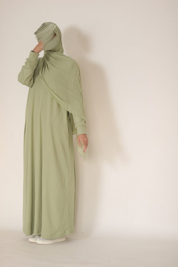 Pistachio Cream Knit Abaya