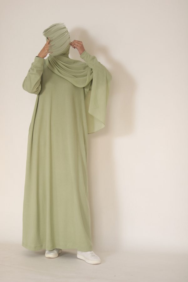 Pistachio Cream Knit Abaya - Image 7