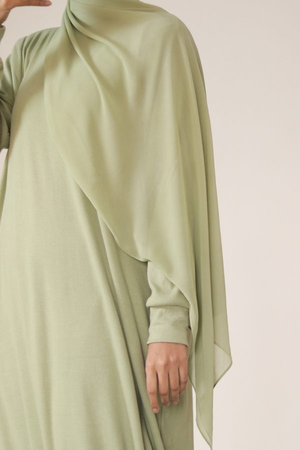 Pistachio Cream Knit Abaya - Image 2