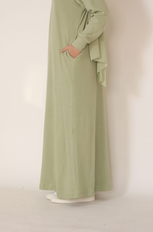 Pistachio Cream Knit Abaya - Image 12