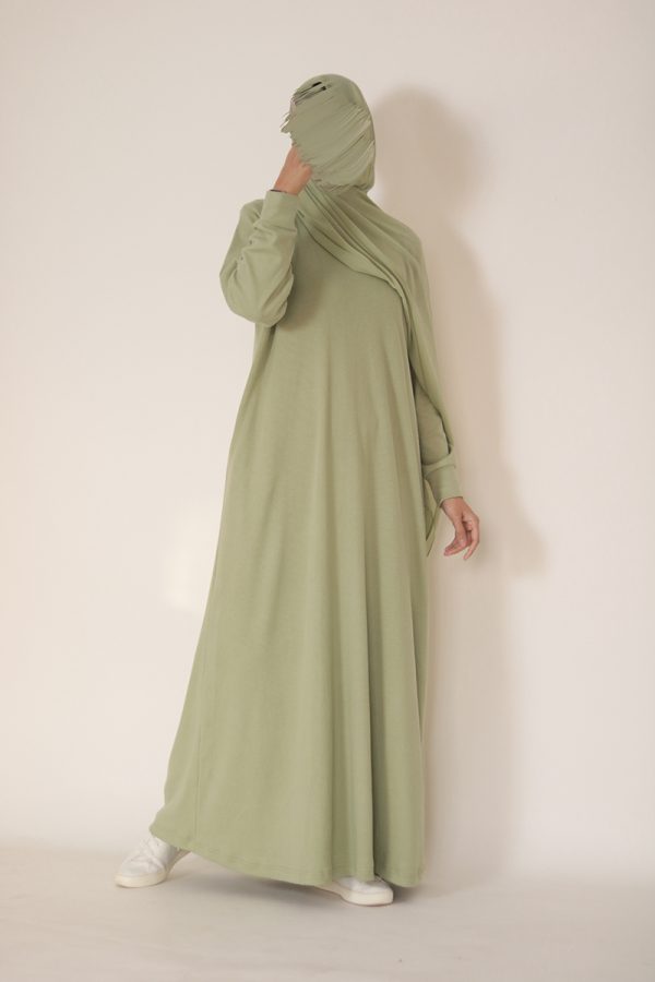 Pistachio Cream Knit Abaya - Image 11