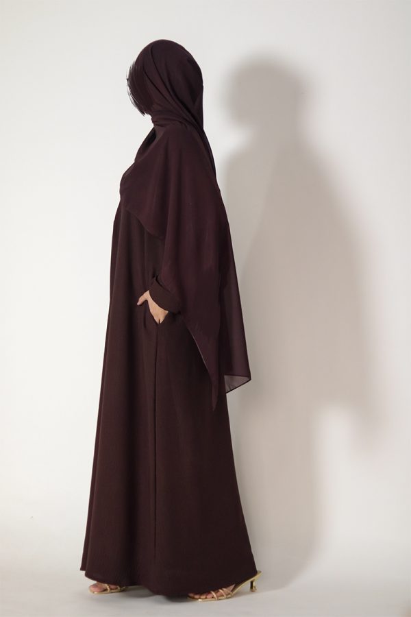 Chocolate Brown Sleek Abaya - Image 5