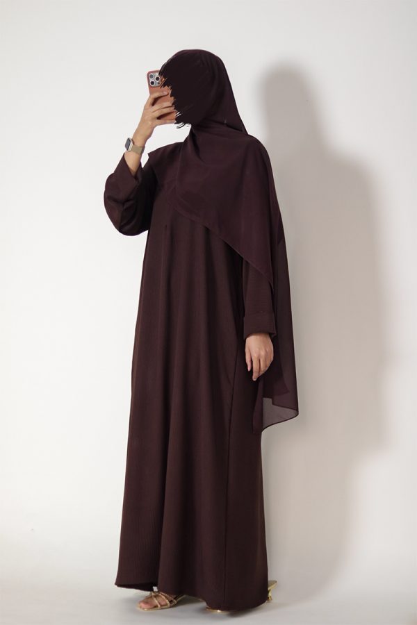 Chocolate Brown Sleek Abaya - Image 4