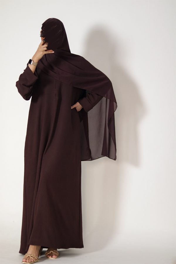 Chocolate Brown Sleek Abaya - Image 3