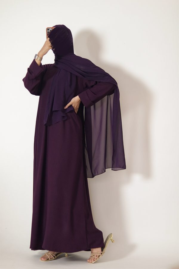 Midnight Purple Sleek Abaya - Image 3