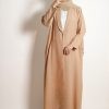 Almond Cream Daily Collared Kimono with Hijab