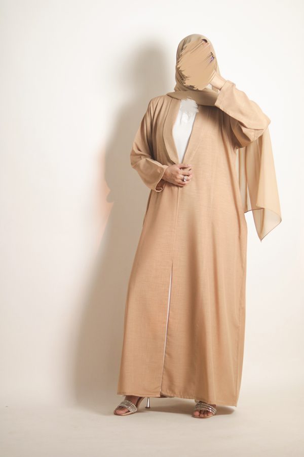 Almond Cream Daily Collared Kimono with Hijab - Image 5