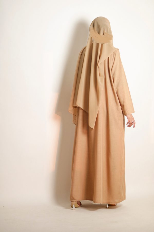 Almond Cream Daily Collared Kimono with Hijab - Image 7