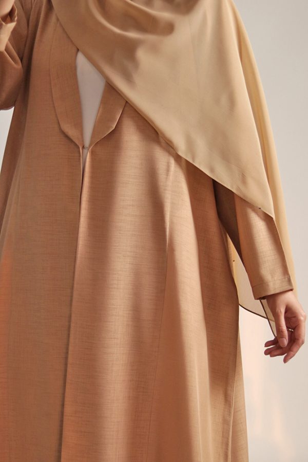 Almond Cream Daily Collared Kimono with Hijab - Image 8