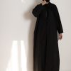 Black Daily Collared Kimono with Hijab