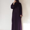 Blackcurrant Feather Silk Abaya