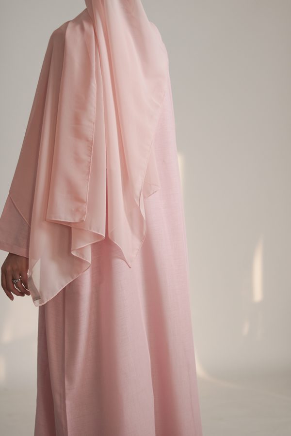 Cotton Candy Pink Daily Collared Kimono with Hijab - Image 13