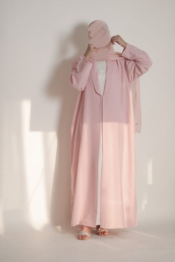 Cotton Candy Pink Daily Collared Kimono with Hijab - Image 6