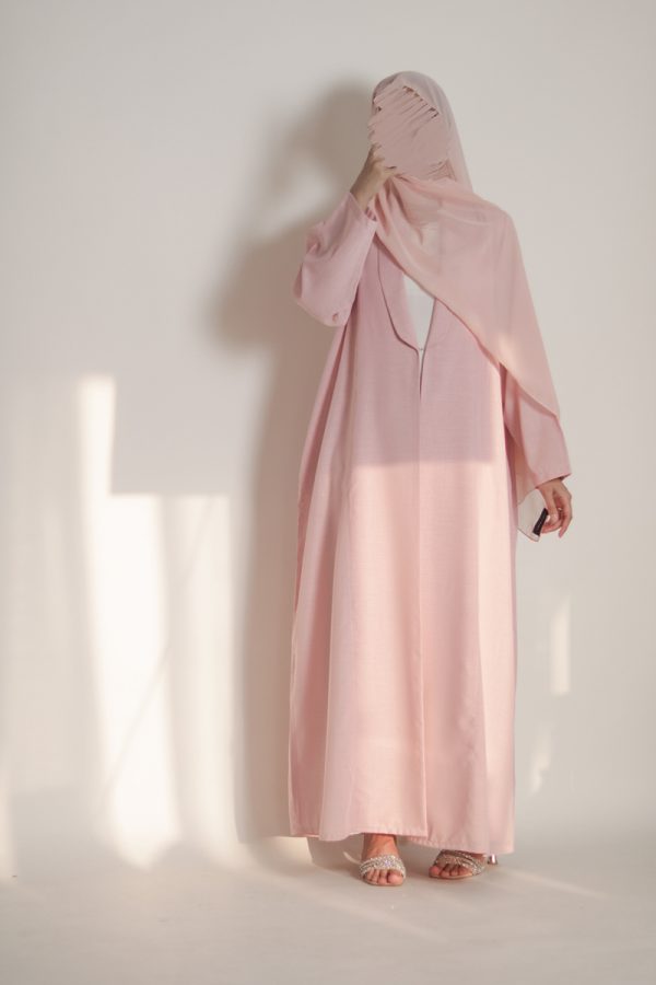 Cotton Candy Pink Daily Collared Kimono with Hijab