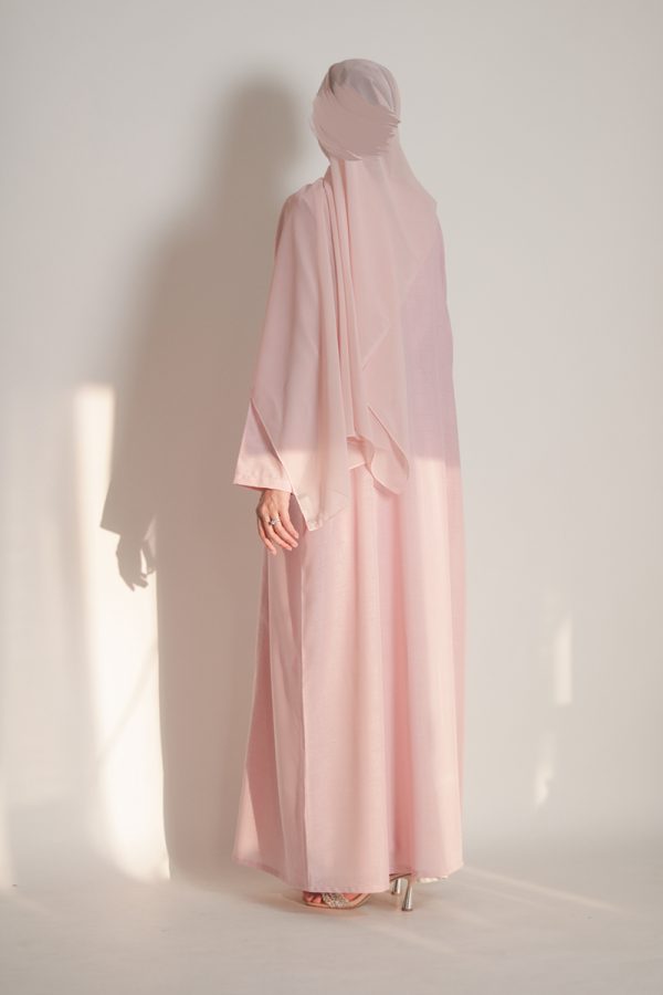 Cotton Candy Pink Daily Collared Kimono with Hijab - Image 8