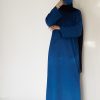 Teal Feather Silk Abaya